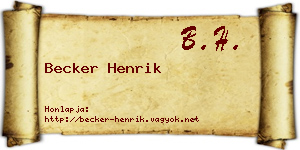 Becker Henrik névjegykártya